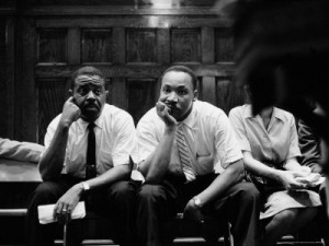 Rev. Ralph Abernathy and Rev. Martin Luther King Jr. Sitting Pensively Re Freedom Riders