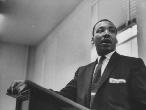 Rev. Martin Luther King Jr. Addressing a Protest Meeting