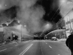 Chicago Firemen Combat Blazes During Race Riots Following Murder of Martin Luther King Jr