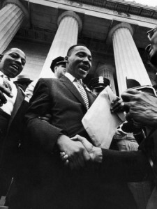 Reverend Martin Luther King Jr. Shaking Hands with Crowd at Lincoln Memorial