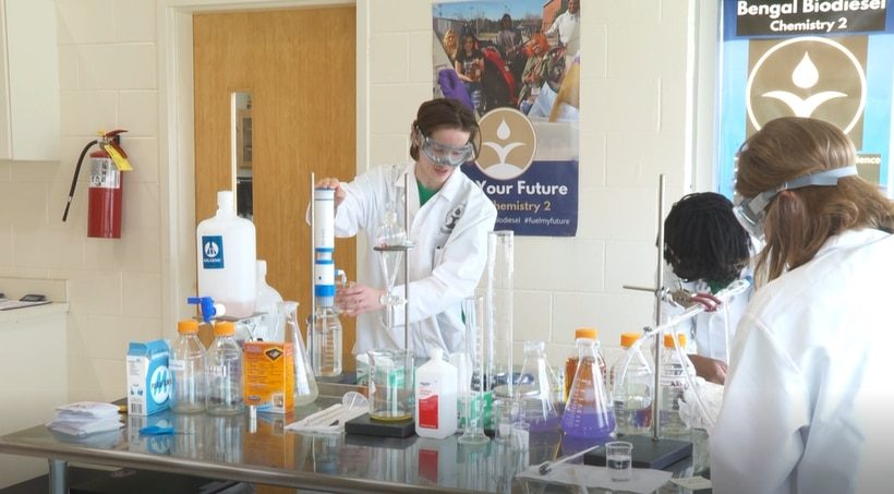 Blythewood High School unveils expanded biodiesel production lab, hopes to power district buses with the fuel
